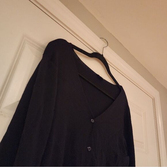 Stretchy black and white button up cardigan sweater SP - Picture 2 of 5